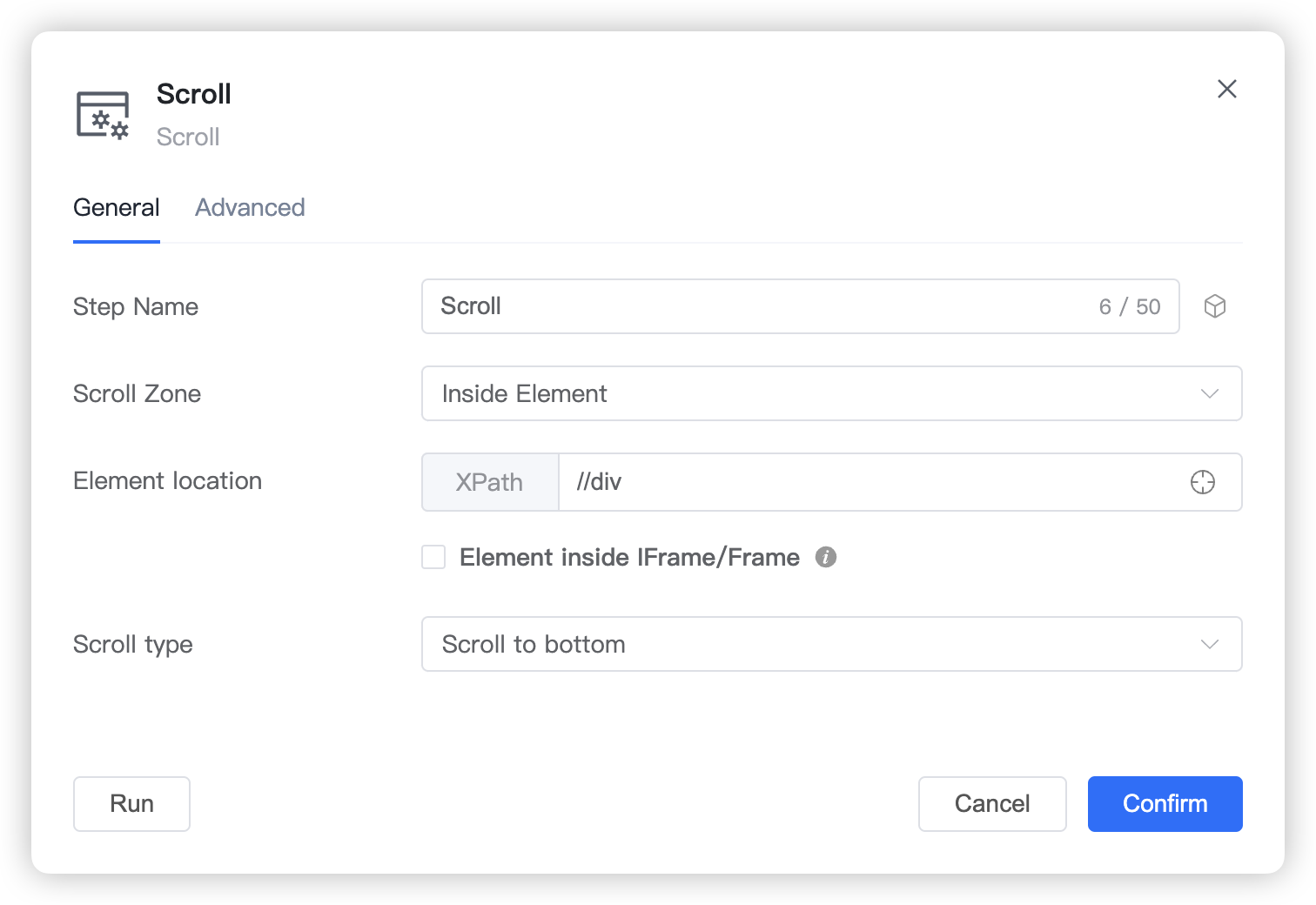 Screenshot of scroll step general settings 2